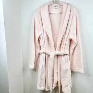 Cheressi Plush Pink Micro Cozy Above the Knee Robe – Size S/M